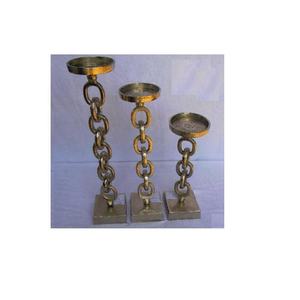 Bougeoir finition nickel brut de haute qualité fabriqué en fonte d'aluminium chaîne Style décor à la maison bougeoir au prix de gros - Product Image 2