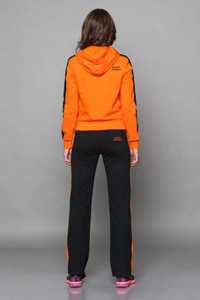 Ensemble de survêtement décontracté 2-en-1 pour femme, en polyester, imprimé color block marron et blanc, à manches longues, col roulé zippé, coupe ample et sportive - Product Image 4