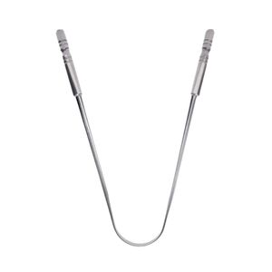 Wide Flat Arm Tongue Scraper 2 Piece Set Silver Steel Broad Surface Oral Hygiene Bacteria Bad Breath Remover Clinical Adult - Product Image 2