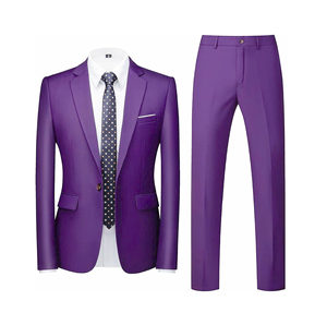 High Performance Men's Business Formal Two Piece Suit <b>Set</b> Breathable Double Breasted Flat Wrinkle-Resistant Polyester Wedding - Product Image 1