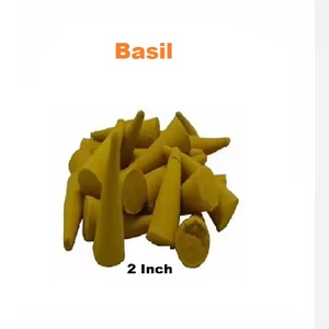 Fourniture en gros de meilleure marque de cônes d'encens au basilic jaune naturel, matériau en bois à usage aromatique - Product Image 1