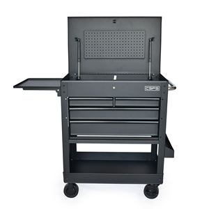 Chariot utilitaire à roulettes en acier thermolaqué CSPS 84 cm, 4 tiroirs, glissières à roulements, capacité 320 kg, verrouillage à clé, chariot à outils OEM - Product Image 5