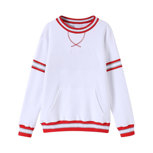Sudadera de Cuello Redondo con Bolsillo, Unisex, de Invierno, Blanca, con Estampado Chenille, Talla Grande, Forrada, Ecológica, Lavado Ácido, 360g - Product Image 5