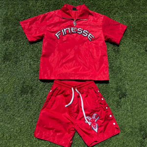 ชุดวอร์มสีม่วง Finesse สำหรับทุกเพศ เสื้อซิปครึ่งตัว กางเกงขาสั้น สตรีทแวร์ ฤดูร้อน น้ำหนักเบา โพลีเอสเตอร์ แห้งเร็ว - Product Image 4