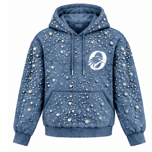 Sudadera con Capucha Azul Perla con Cuentas, Unisex, Estilo Urbano, con Capucha Ajustable con Cordón, Personalizable, Casual y a la Moda - Product Image 1