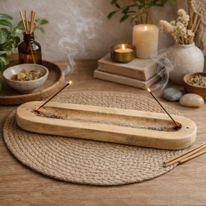 Soporte de Incienso de Madera de la India Pure Source, Soporte Doble para Agarbatti con Recolector de Ceniza, Quemador de Madera Natural Hecho a Mano para Pooja - Product Image 1