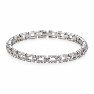 Pulseras de Estilo Geométrico para Mujer, con Moissanita de Corte Redondo, Chapadas en Oro Blanco, con Engaste de Bisel, Regalo de San Valentín - Product Image 1