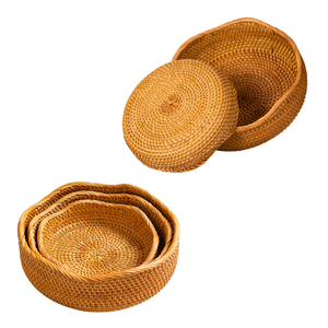 Premium Eco-friendly Handmade Wicker <b>BREAD</b> RATTAN <b>BASKET</b> / TRAY with Scalloped Border for Gift and Storage - Product Image 1