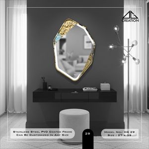Modern Stainless Steel PVD Coated Frame Bathroom Vanity Wall <b>Mirror</b> <b>Lightweight</b> Anti-Fog Elegant Irregular - Product Image 3