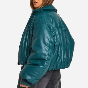 Veste matelassée brillante de haute qualité en gros, respirante, en nylon, avec impression de votre logo personnalisé, manteau en coton rembourré pour femme, veste matelassée d'hiver - Product Image 5