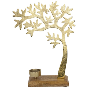 ที่วางเทียนรูปต้นไม้โลหะพร้อมฐานไม้มะม่วง - Product Image 3