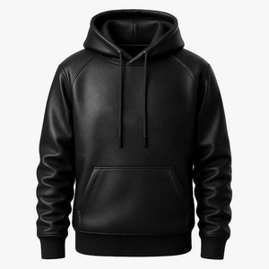 Sweat à capuche en molleton respirant noir en polyester/coton, coupe classique, veste décontractée pour homme, hiver, avec logo personnalisé, prix bas, streetwear - Product Image 1