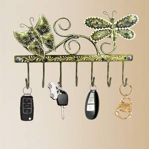 Colgador de llaves decorativo con forma de mariposa, organizador de hierro hecho a mano para la entrada y la sala de estar, decoración de pared de hierro hecha a mano - Product Image 1