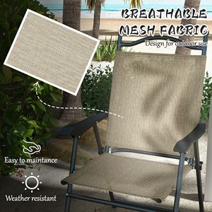 Set di 4 Sedie Pieghevoli da Esterno in Rete Beige con Braccioli, Comode per l'Uso in Giardino - Product Image 5