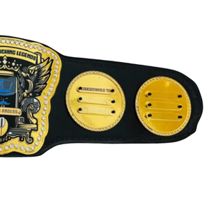 Ceinture de championnat de légendes du combat virtuel - Ceinture de sport noire personnalisable avec détails dorés - Trophée de collection haut de gamme - Product Image 4