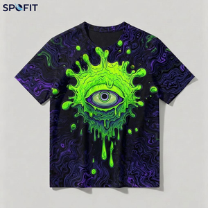Black Light Reactive <b>T</b> <b>Shirt</b> Trippy Rainbow Geometric Print Loose Fit Short Sleeve <b>Festival</b> Tee for Men - Product Image 4