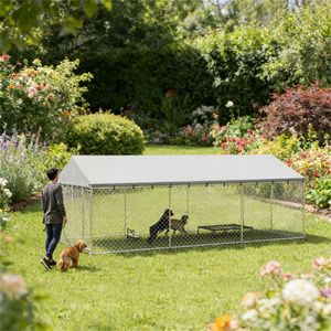 Cuccia per Cani da Esterno in Argento, Elegante Casetta e Gabbia per il Giardino - Product Image 1