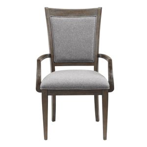Set di 2 Poltrone Transizionali Marrone-Grigio con Rivestimento in Tessuto, Mobili da Pranzo in Legno con Schienale, Sedie da Pranzo - Product Image 2