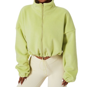 Women's Cotton <b>Cropped</b> Hoodie with Custom Logo <b>Zip</b>-<b>Up</b> Bottom Crop Top for Winter 2025 Front Position Hooded - Product Image 2