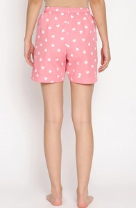 Shorts de Mujer con Estampado de Corazones Rosados, Cintura Media, Cordón Ajustable, Tejido de Algodón, Casual, Transpirable, Corte Regular - Product Image 4