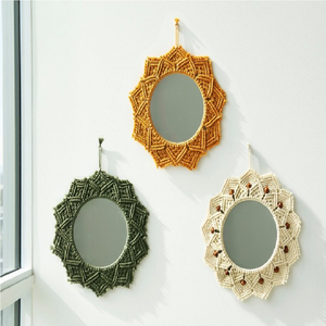 Espejo Redondo de Pared de Macramé Boho de 14 Pulgadas, Hecho a Mano con Cuerda de Algodón, Decoración Colgante para Dormitorio, Sala de Estar, Decoración del Hogar - Product Image 6