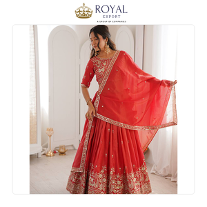 Hermosa Colección de Ropa de Boda de Diseño, Ropa India de Seda Pesada con Trabajo de Hilo y Lentejuelas, Lehenga Choli - Product Image 4