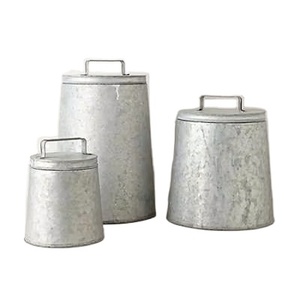 Ensemble de boîtes en acier galvanisé avec couvercles pour le rangement de la cuisine Conteneurs décoratifs Boîtes de rangement en métal avec poignées - Product Image 1