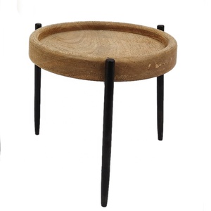 Venta caliente hierro y madera soporte de pastel de lujo forma redonda acabado Natural hecho a mano soporte de pastel personalizado - Product Image 1