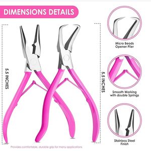 Kit de Herramientas Profesionales de Alta Calidad para Extensiones de Cabello al por Mayor: Alicates de Micro Anillos, Aguja de Gancho, Tijeras de Acero Inoxidable de Grado Quirúrgico - Product Image 3