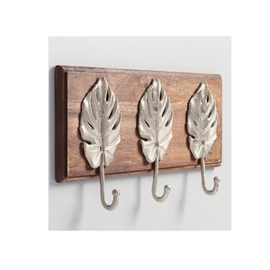 Juego de 6 ganchos con diseño de hoja, de metal color dorado de primera calidad, tamaño y forma personalizados, para montar en la pared. - Product Image 6