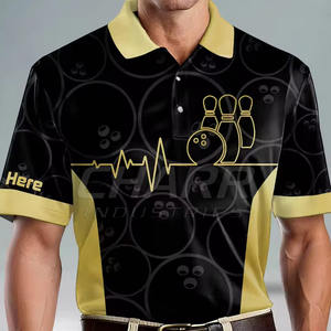 Chemise de bowling sportive pour homme, personnalisée, de qualité supérieure, en tissu tricoté 100 % polyester, respirant et à séchage rapide, vente en gros - Product Image 4