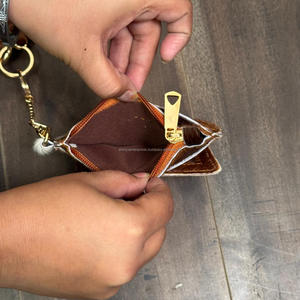 2025 Fashion Designer Custom Real Cowhide Leather Credit <b>Card</b> <b>Holder</b> With Round Wristlet Keychain Zipper Coin Purses For Women - Product Image 6