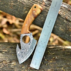 Couteau à lame fixe en acier Damas, couteau à désosser, couteau de chasse à lame pleine, couteau industriel OEM pour le camping et les activités de plein air avec étui - Product Image 4