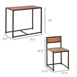 Compact Modern Rustic Brown Industrial Dining <b>Table</b> Set <b>for</b> <b>2</b> MDF <b>Kitchen</b> Bar <b>Table</b> and Chairs <b>for</b> <b>Small</b> Spaces - Product Image 3
