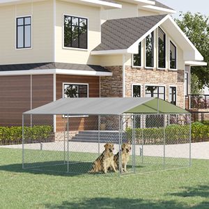 Recinto per Cani da Esterno 13' X 13' X 7.5' in Acciaio Zincato con Serratura Sicura, Pareti Laterali in Rete e Copertura per Giardino - Product Image 2