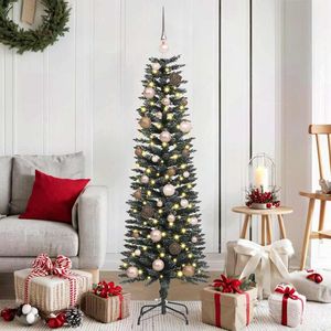 Sapin de Noël artificiel vert de 59,06 pouces avec 150 LED pour décorations festives - Product Image 1