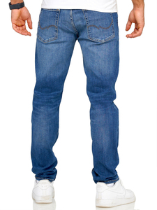 Jeans Rectos de Diseño Original para Hombre, Sólidos, Transpirables, Casuales, para Verano y Otoño, Lavado Medio, Corte Regular, Cintura Media, Algodón - Product Image 4