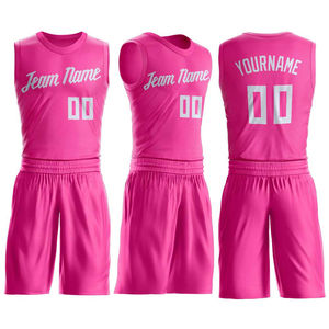 Ensemble d'uniformes de basketball personnalisés par sublimation, respirant, séchage rapide, rose, col en V, sans manches, shorts, tenue d'entraînement d'équipe, adulte unisexe - Product Image 4
