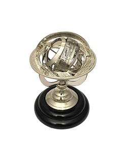 Decorative Brass Armillary Zodiac Sphere Rotating Vintage <b>Globe</b> Accent - Product Image 2
