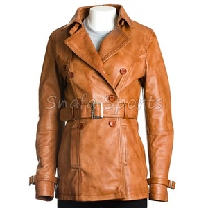 Veste d'hiver chauffante matelassée en cuir d'agneau véritable pour femme, élégante et de haute qualité, en vente à prix réduit - Product Image 3