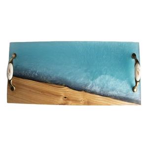 Bandeja de servicio con incrustaciones de resina azul de diseño moderno Bandeja de madera decorativa estándar de calidad para Hotel Home Cafe Uso Precios al por mayor - Product Image 6
