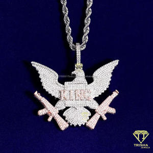 Statement Bird Pendant Necklace with Fully Iced Moissanite Diamonds and 925 Sterling Silver - Product Image 2