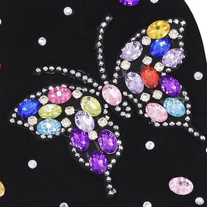 Black Rhinestone Knit Beanie Hat Women <b>Men</b> Winter Ribbed <b>Cap</b> Soft Stretch Warm Streetwear Custom Logo Hat - Product Image 2