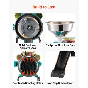 Mulino per Farina Commerciale in Ghisa da 1500W per Spezie, 110 Libbre/Ora, Base in Gomma Antiscivolo - Product Image 6