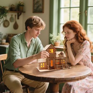 Puzzle 3D in Legno Sweet Home, Carillon Artigianale, Kit Casa delle Bambole in Miniatura, Luci Notturne LED, Prodotto Unico Fai-da-Te - Product Image 6