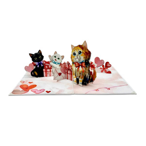 Tarjeta Pop-Up 3D Hecha a Mano, Diseño Personalizado, Regalo de Amor para Gatos, Tarjeta de Felicitación de San Valentín, Papel 130x180mm, Superventas, Tendencia - Product Image 3