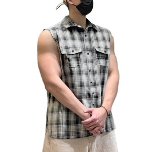 เสื้อเชิ้ตแขนกุดผู้ชาย คอปกแบบวินเทจ ผ้าฝ้ายซาติน 100% ระบายอากาศได้ดี ไม่ยับง่าย สไตล์ลำลอง สตรีทแวร์ สำหรับฤดูร้อน รับผลิตแบบ ODM - Product Image 5