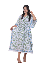 Women's Cotton <b>Kaftan</b> Dress Skirt Hand Block Printed Floral <b>Summer</b> Sleepwear 1 Piece Simple Fashion Element Customized Color - Product Image 6