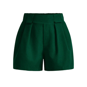 Shorts de sport amples à taille haute pour femmes, plissés décontractés, avec boucles de ceinture et poches, respirants et à séchage rapide, 100 % coton - Product Image 3