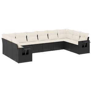 Conjunto de Sofá de Jardín en Ratán PE Blanco Crema y Acero con Recubrimiento en Polvo Negro, Muebles Elegantes para Exteriores - Product Image 2
